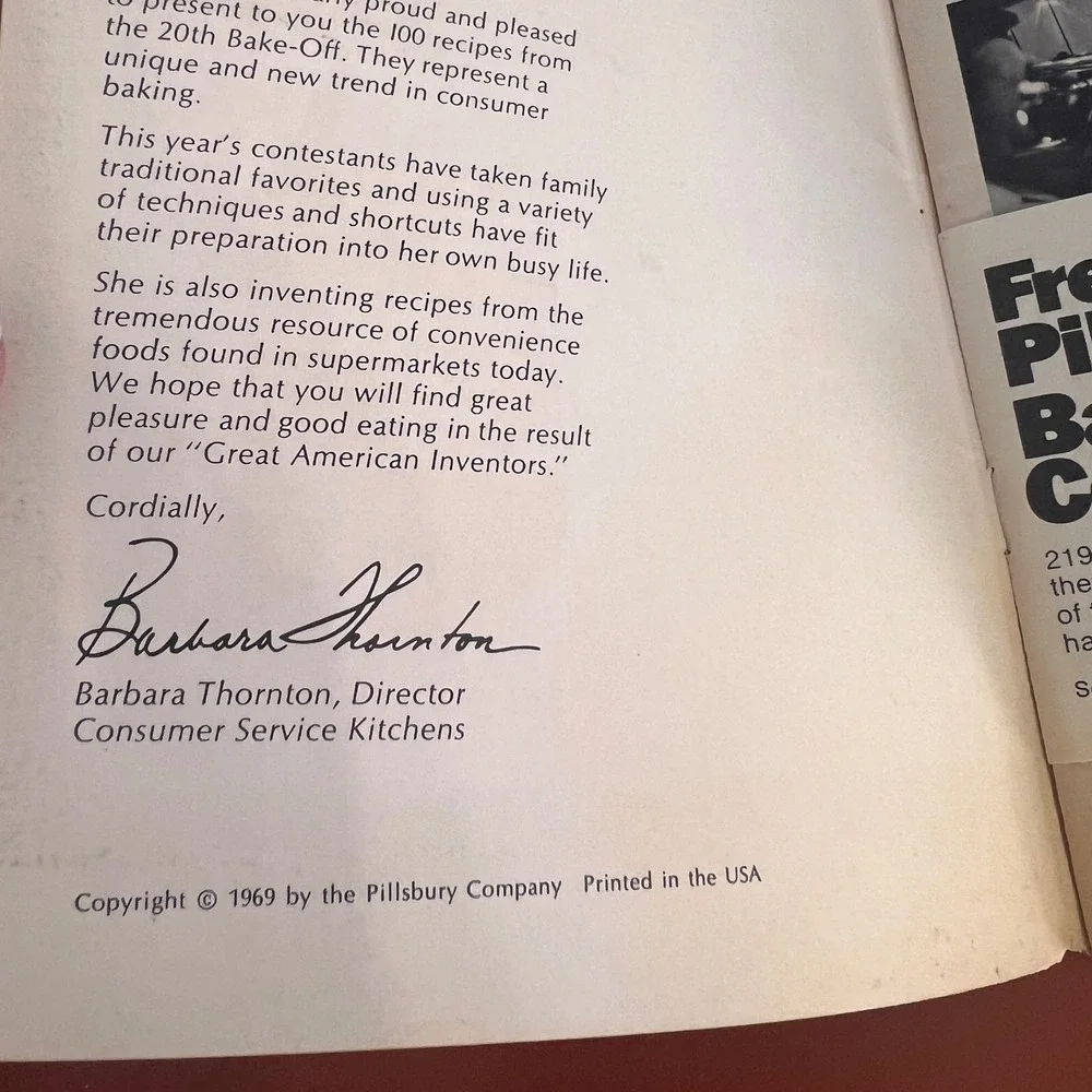 Vintage 1969 Pillsbury‎ 100 Bake-Off Recipes Cookbook 20th Anniversary Edition